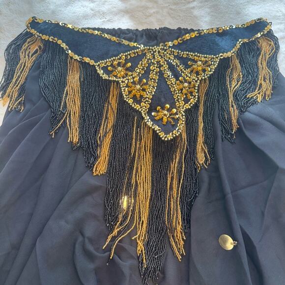 HANDMADE 5PC Embellished Belly Dancer Costume Black and Gold Green - Picture 4 of 16